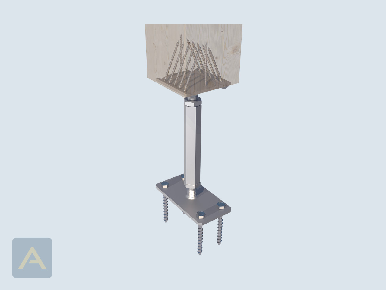 Verschaubung des Pfostenträger BASE Light